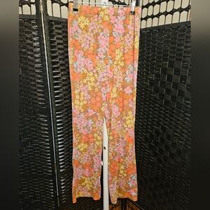Billabong Floral Straight Leg Pants - Orange, Pink, Yellow